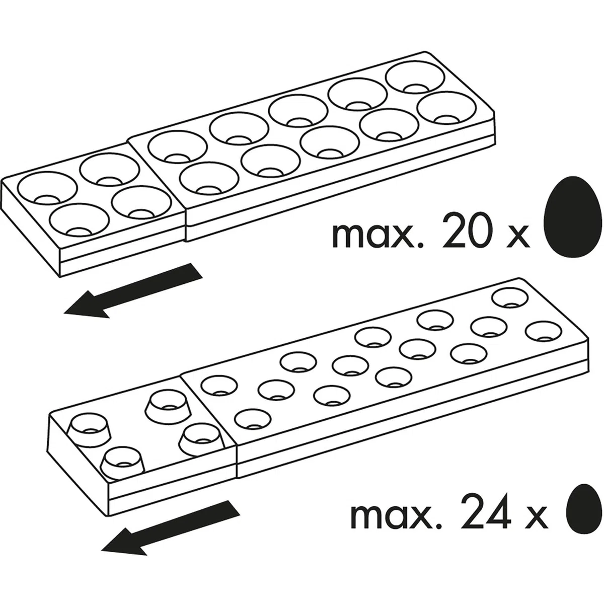 Liebherr Eierhalter für Kühlschrank - verstellbar Eierspänder Kühlschrank 20 Eier groß - 24 Eier klein, Kunststoff