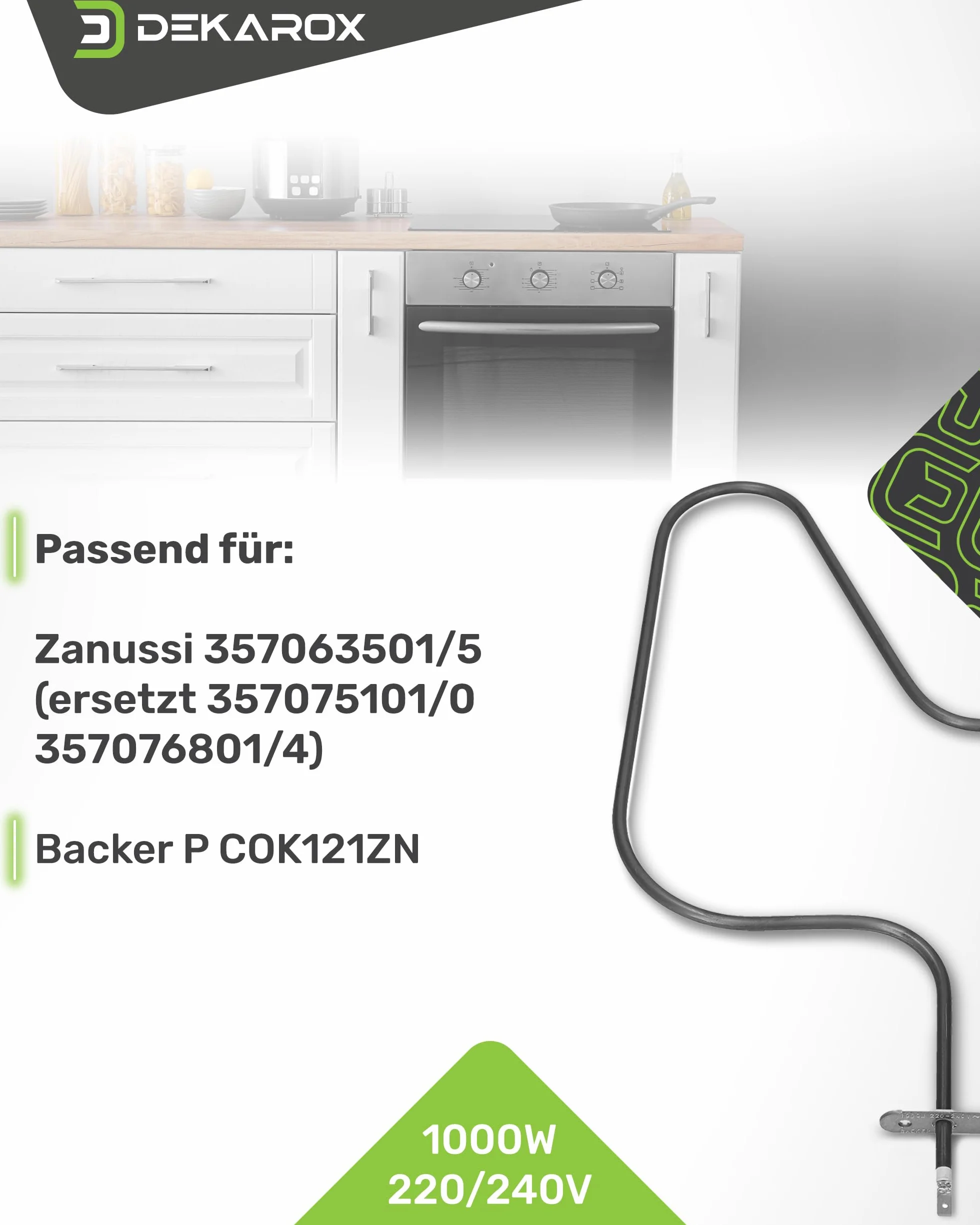 Unterhitze Heizelement 1000W 220/240V für AEG Electrolux Juno Zanussi Zanker 357063501/5 3570635015 für Backofen Herd