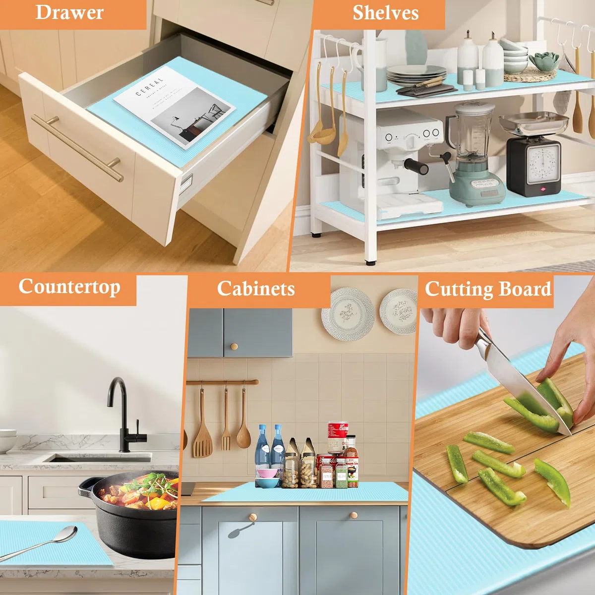 4 StüCk Anti-Gefriermatte FüR EisfäCher, 45*29Cm Anti Eis Matte Gefrierschrank Antifrost Matte KüHlschrank Wasserdichte Und Abwaschbar Konservierungsunterlage KüHlschrank Zuschneidbar (Blau)