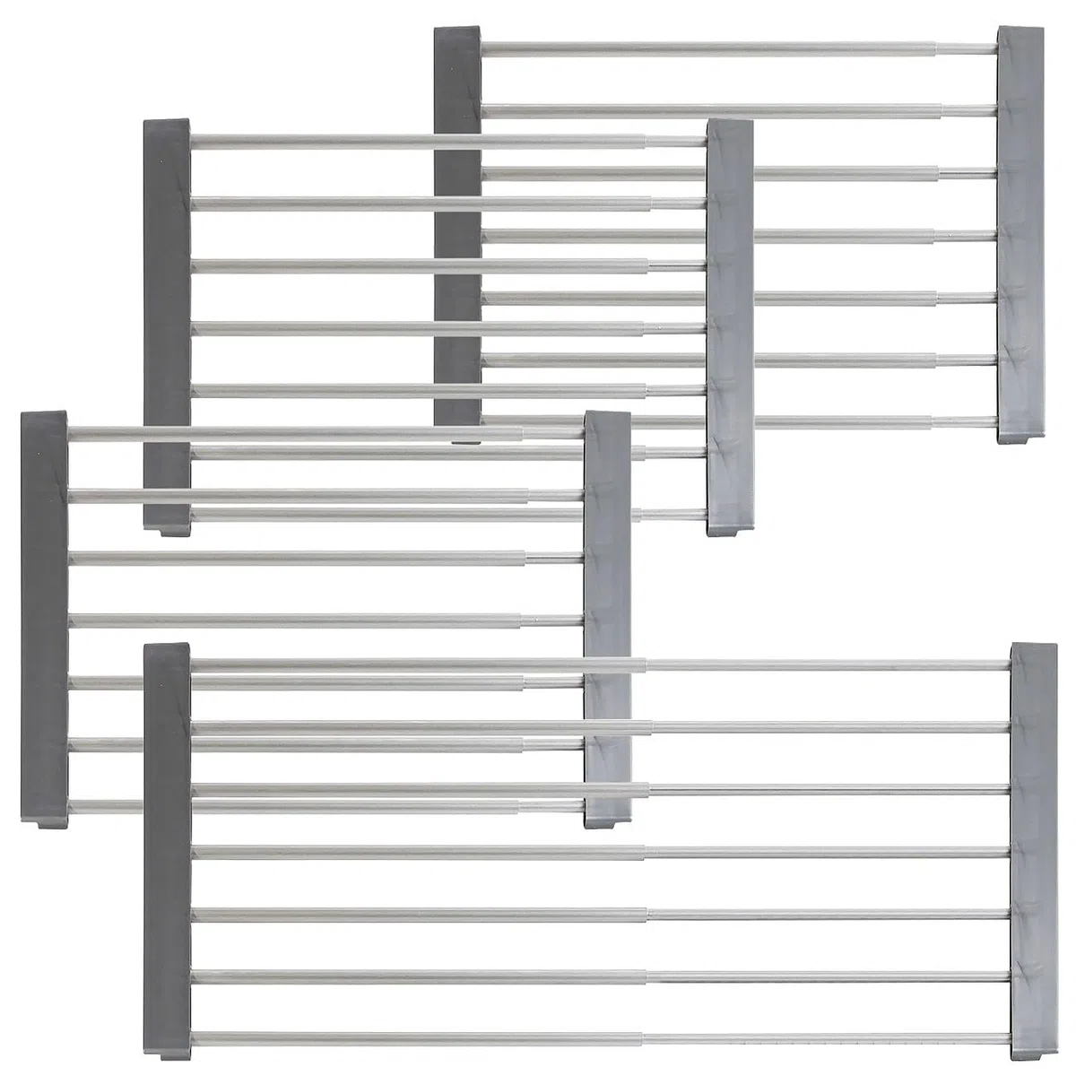 Rosenstein & Söhne Kleiderschrank Organizer: 4er-Set Univ.-Einlegeboden,f. Kühlschrank/Regale,ausziehb. bis 60cm (Einlegeböden Kühlschrank Gitter, Kühlschrank-Teiler-Schiene, Boden)