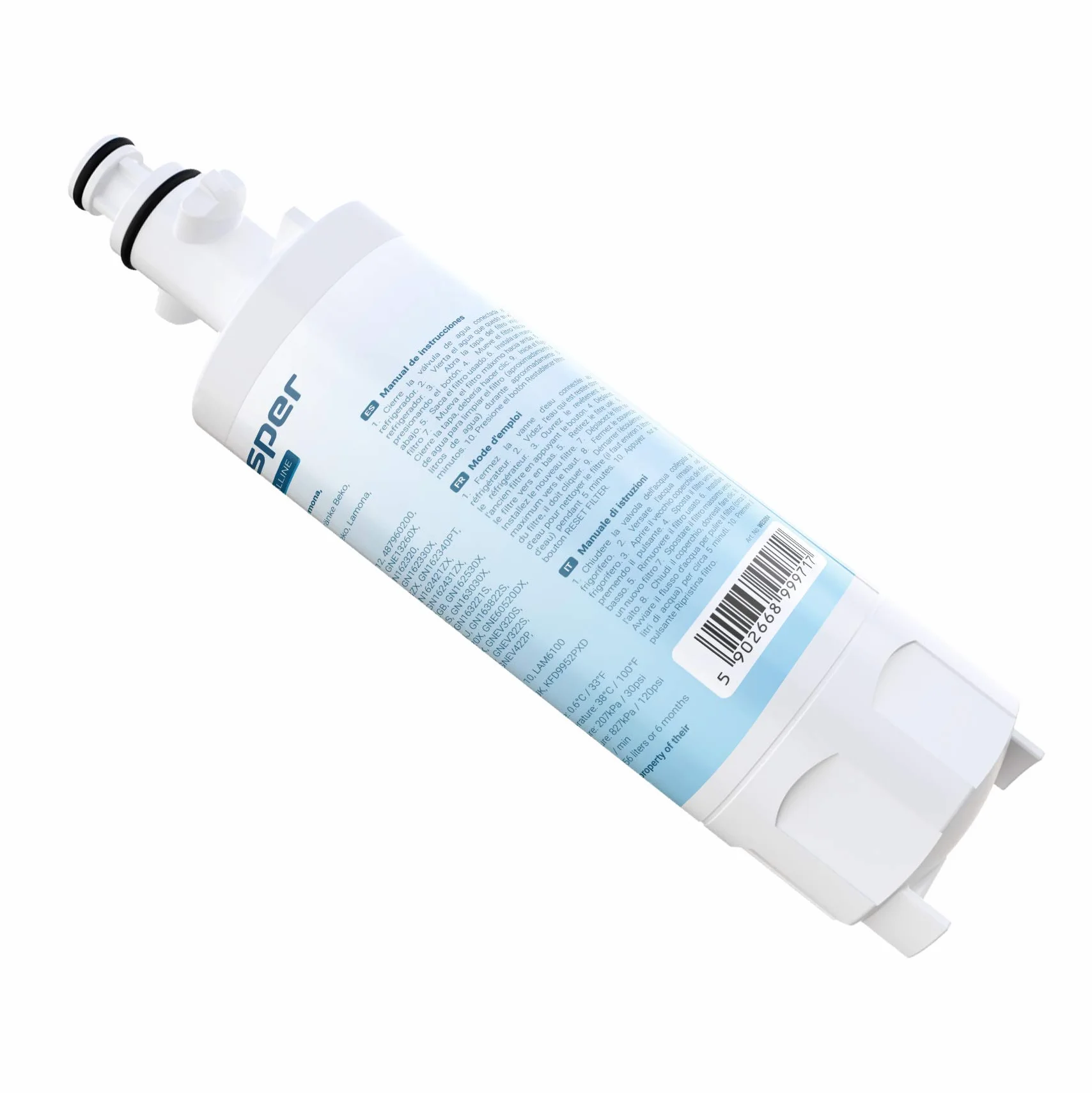 Wessper 2x 4874960100 Gefrier-Kühlschrank Wasserfilter Ersatz kompatibel mit Beko 4874960100 4394650100, 9256712, SBS4K; Blomberg IWD1004ET, KFD9952PXDUK; Grundig 487960000; Lamona LAM6100 HJA6110