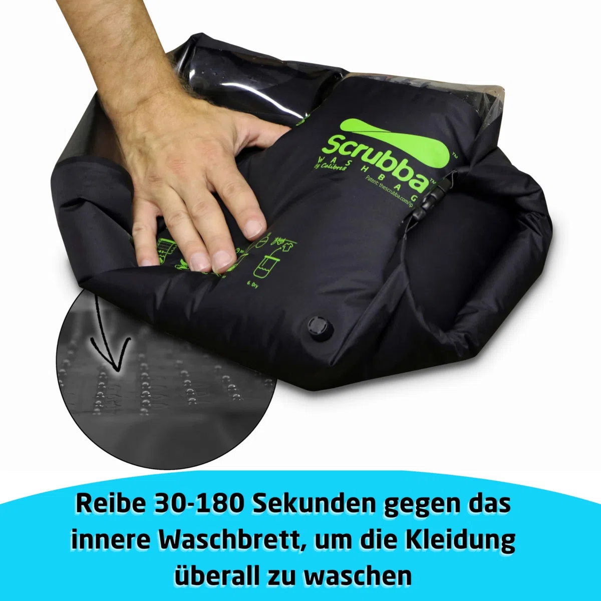 Scrubba Waschbeutel – Tragbare Mobile Waschmaschinen für Reisen & Camping – Leichte Handwaschmaschine Reiseutensil für Kleidung & Babykleidung – Nutzt Waschmittel oder Handseife – 150g
