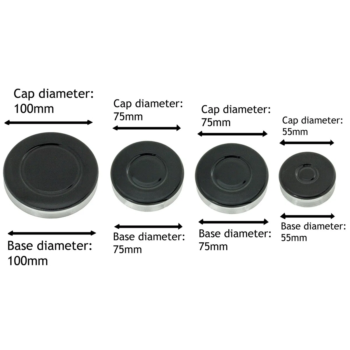 Spares2go Brennerkopf und Kappe für Zanussi-Gasherde (1 x Klein, 2 x Mittel, 1 x Groß)