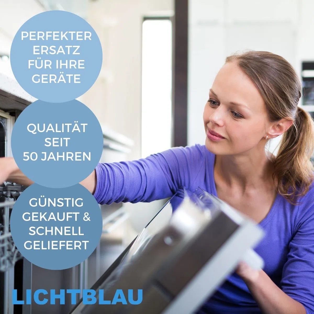 LICHTBLAU Zulaufschlauch | 6m 3/4 Zoll | Metallgewinde | Für Waschmaschine & Spülmaschine mit Winkelanschluss, Dichtung und Kaltwasseranschluss