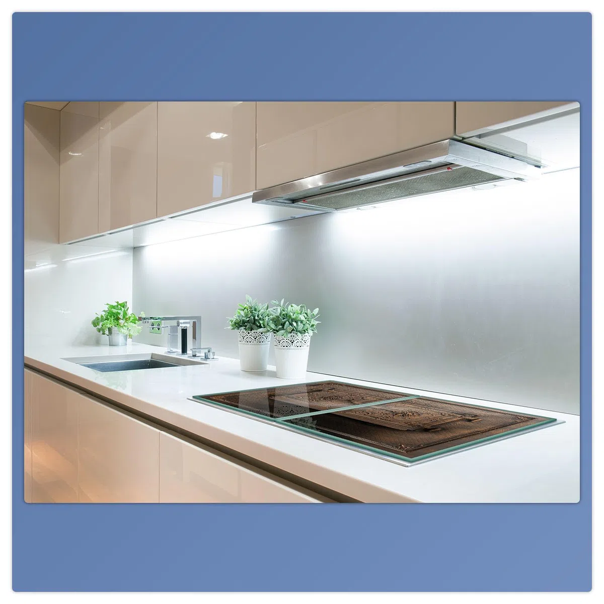 Herdabdeckplatte Abdeckung Ceranfeld Abdeckplatte Schneidebrett 2-Teilig 80x52 Textur Braun Spritzschutz Glasplatte Ceranfeldabdeckung Schutz Herdschutz Sicherheitsglas Glasschneidebrett 2x40x52