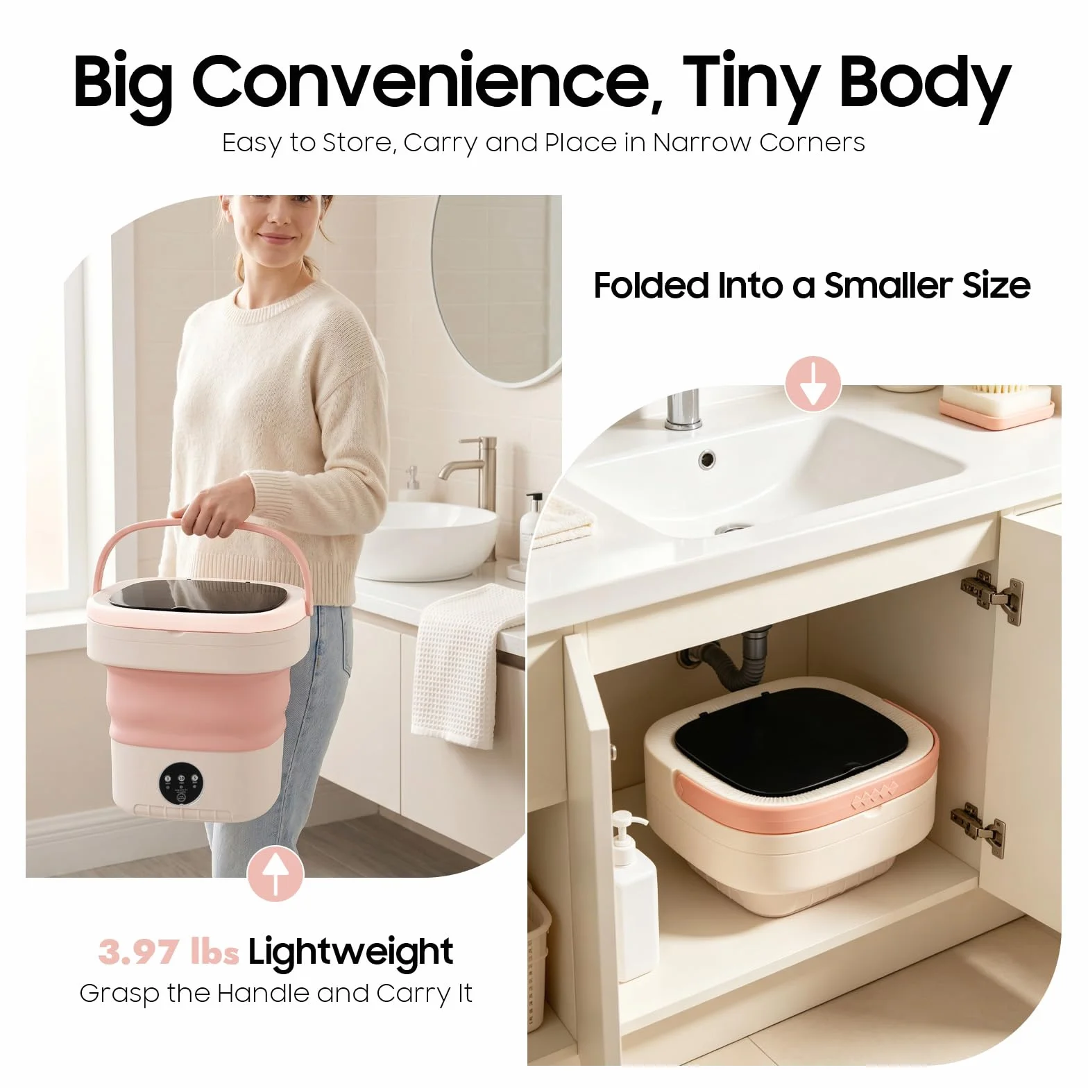 Mini Waschmaschine 12L - Faltbare Reisewaschmaschine - Campingwaschmaschine mit Schleuderfunktion - Portable Washing Machine für Wohnungen, Wohnmobile, Hotels, Reisen und Camping