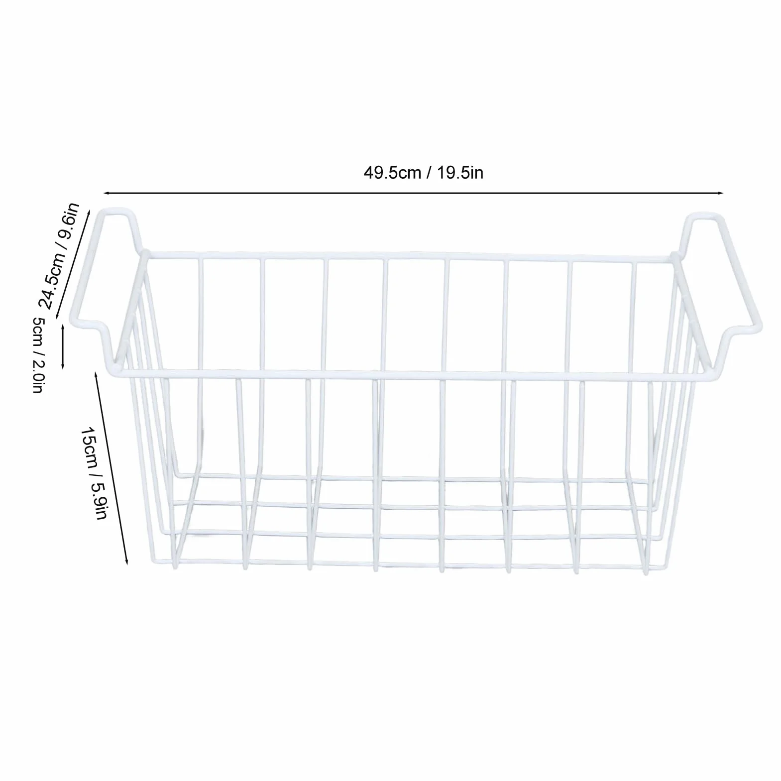 Tonysa 2 Stück Gefrierschrank Organizer, Gefrierschrank, Kühlschrankkorb, Aufbewahrungsregal, Metalldrahtkörbe mit Griffen für Aufrechte Kühltruhe mit Gefrierfach (49,5 x 24,5 x 20 cm /