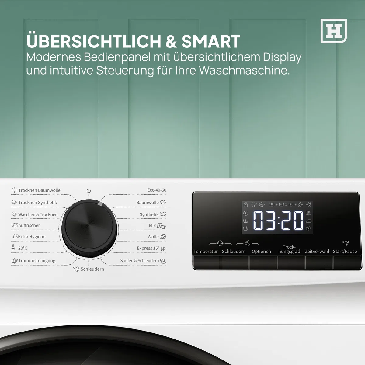 HEINRICHS Waschtrockner, 2in1 Waschtrockner, 8KG Waschen + 5KG Trocknen,1400 U/min, 15 Programme, Express Programm 15 min, Steam-Refresh, AquaStop, Edelstahl-Trommel, mit Kindersicherung, Effizient