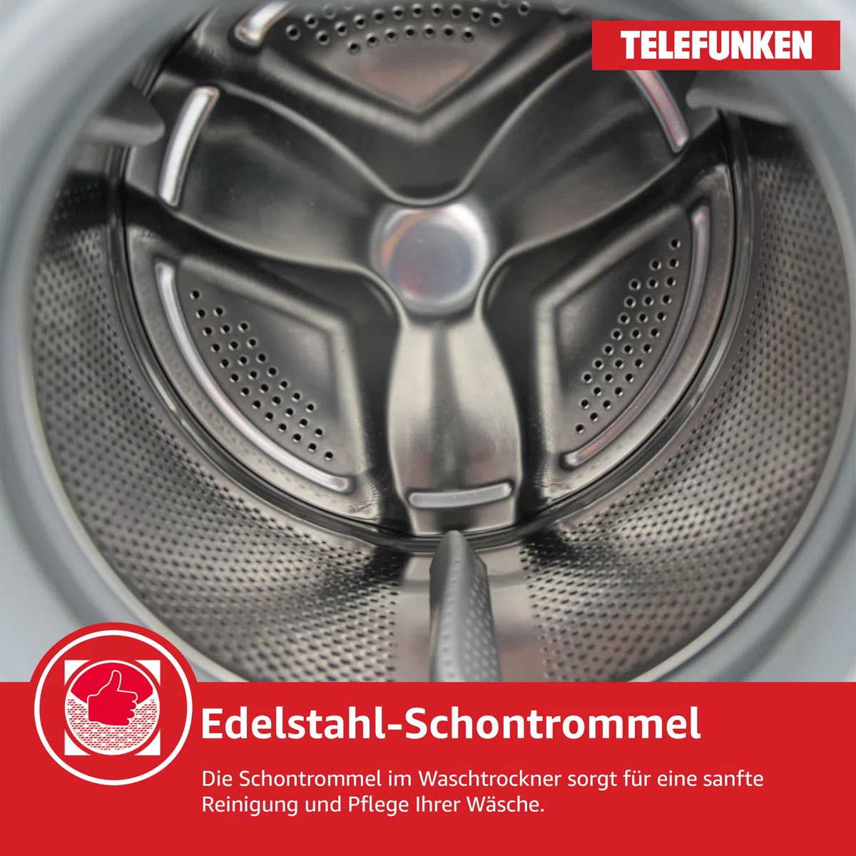 Telefunken Waschtrockner, 9 kg Waschen / 6 kg Trocknen, Waschmaschine mit Trockner integriert, 1400 U/Min, Frontlader Waschtrockner Kombi, Inverter Motor, AquaStop, Energiesparend, Weiß, WT96ADW