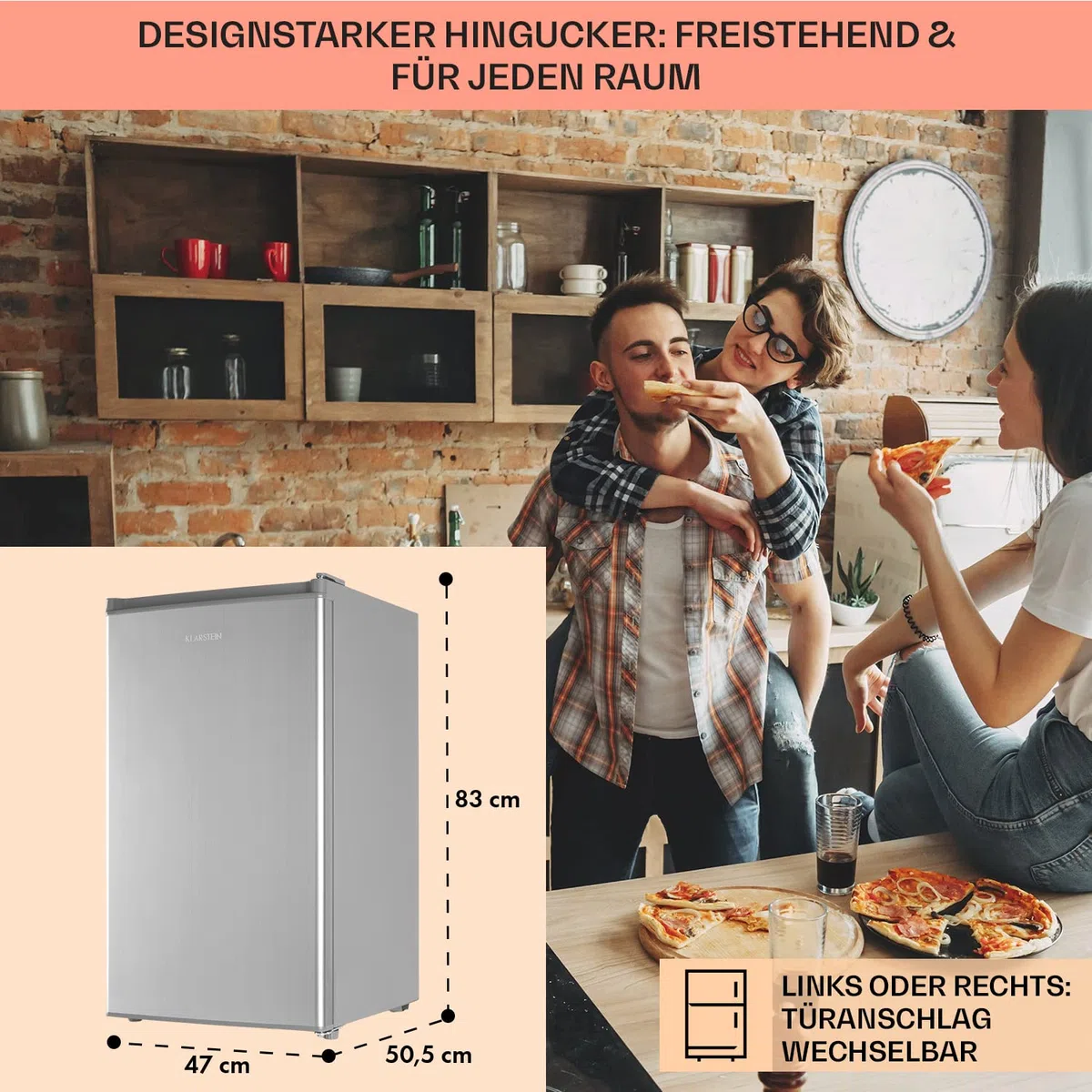 Klarstein Mini Gefrierschrank - Klein & Leise, Freistehend, 64L, Mit Eiswürfelform & Eisschaber, Effizient, Kompakter Tiefkühlschrank