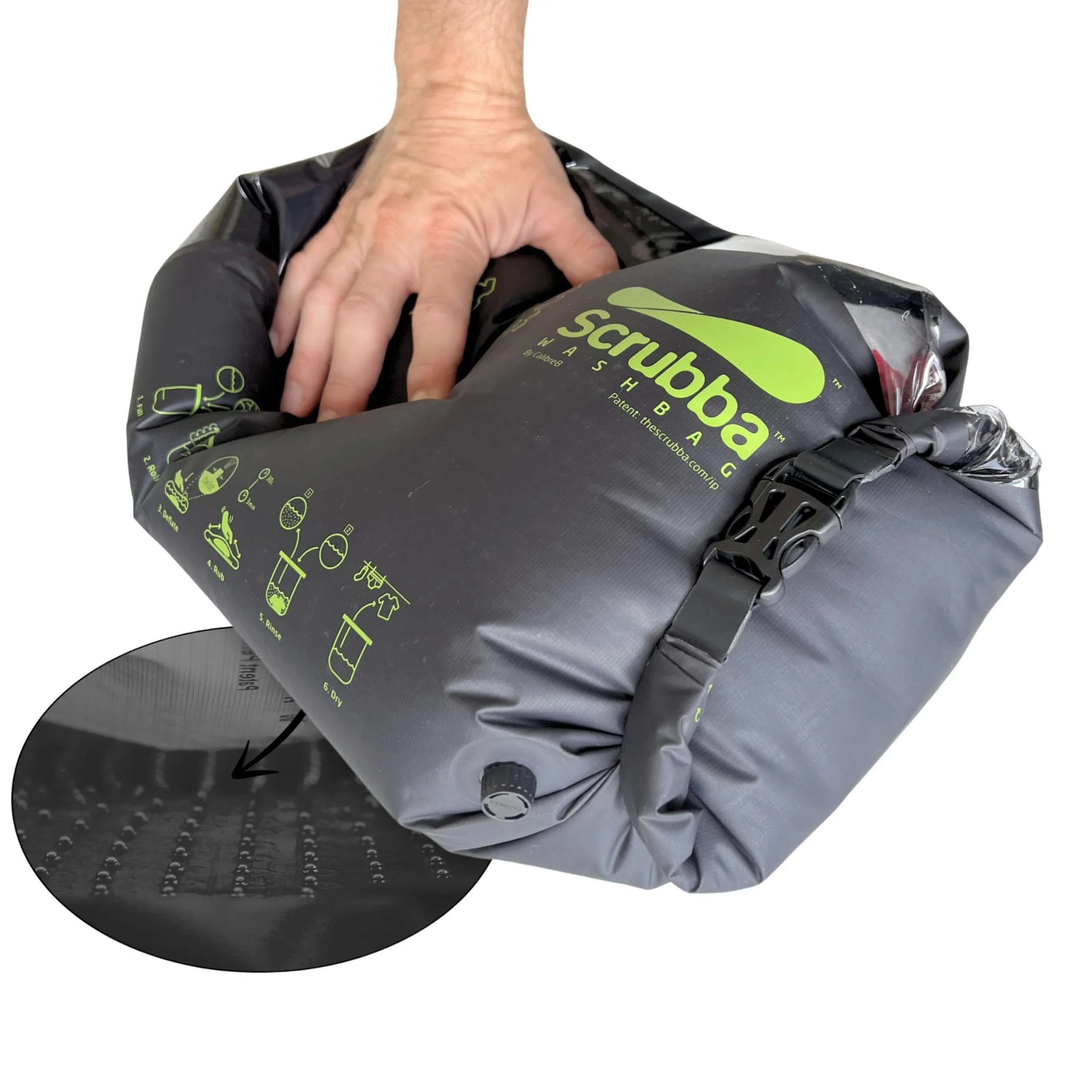 Scrubba Waschbeutel – Tragbare Mobile Waschmaschinen für Reisen & Camping – Leichte Handwaschmaschine Reiseutensil für Kleidung & Babykleidung – Nutzt Waschmittel oder Handseife – 150g