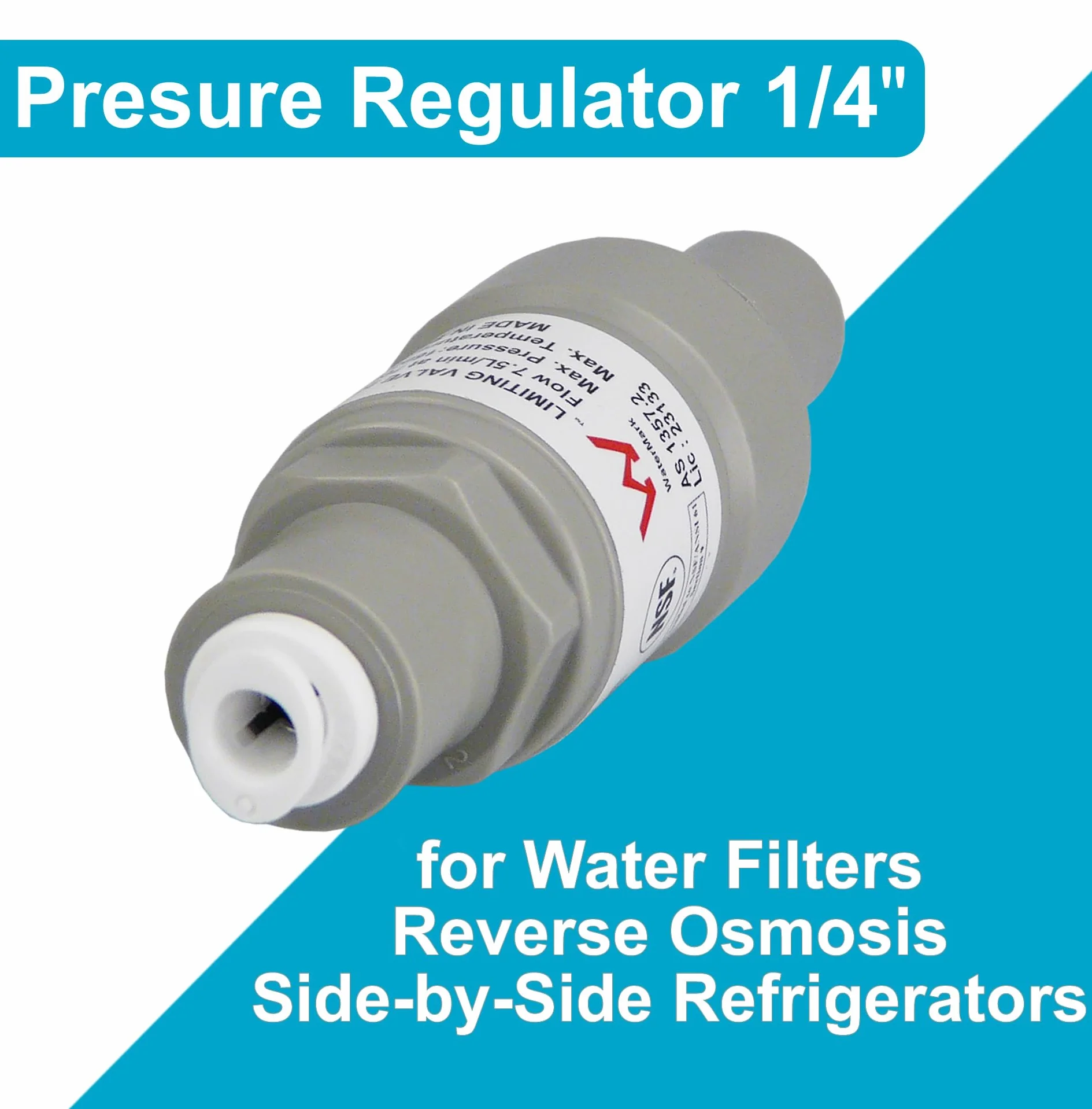 smardy Druckregler 2,75 bar für 1/4"-Wasserschlauch (6,35 mm) – Druckminderer mit Quick-Fitting für Osmoseanlage, Side-by-Side-Kühlschrank, Wasserspender & Wasserfilter – schützt vor Leitungsbruch