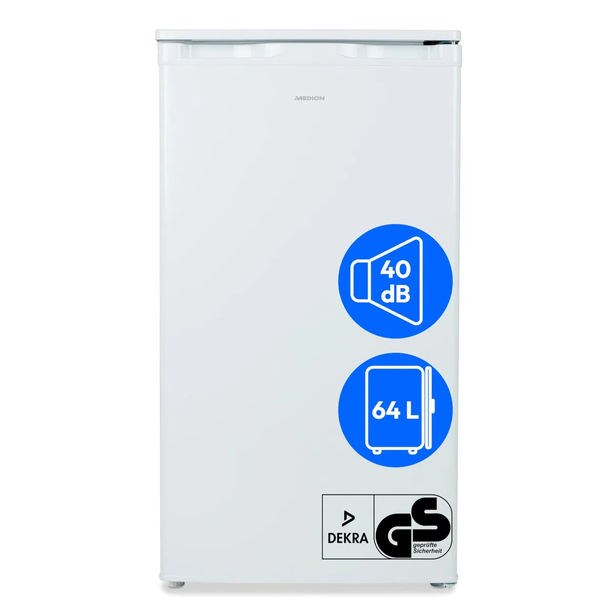 MEDION Gefrierschrank (64 Liter, 4-Sterne-Gefrierfächer, bis zu -25°C, Türanschlag wechselbar, höhenverstellbare Füße, 85cm Höhe, MD 37688) weiß