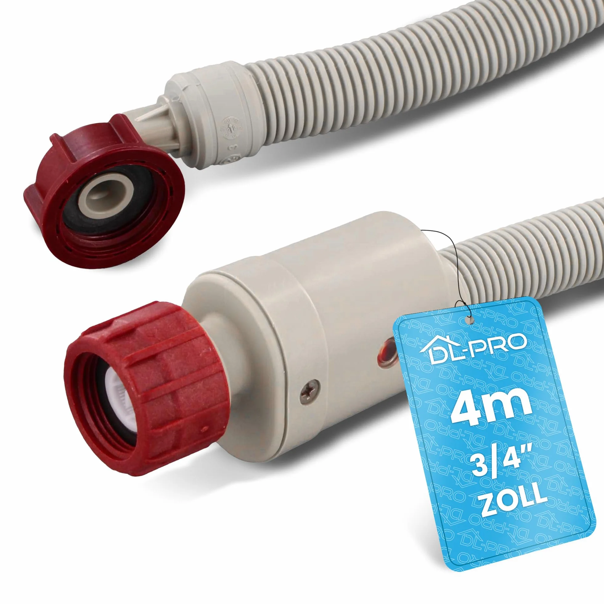DL-pro Universal Zulaufschlauch 4m 3/4 Zoll Aquastop Schlauch gerade/gewinkelt Sicherheitsschlauch für Waschmaschine Spülmaschine Geschirrspüler 90°C 10 Bar