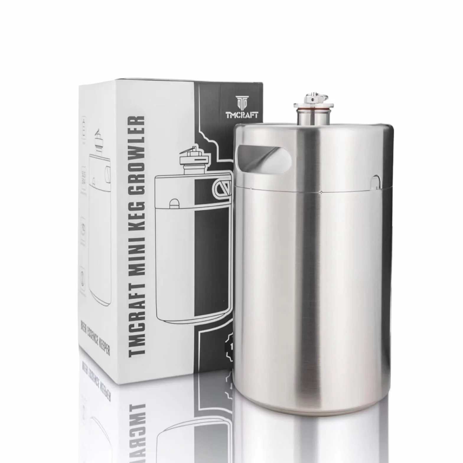 TMCRAFT 8 Liter Mini Growler Keg Edelstahl Bierfass Spiraldeckel Hausbrauen