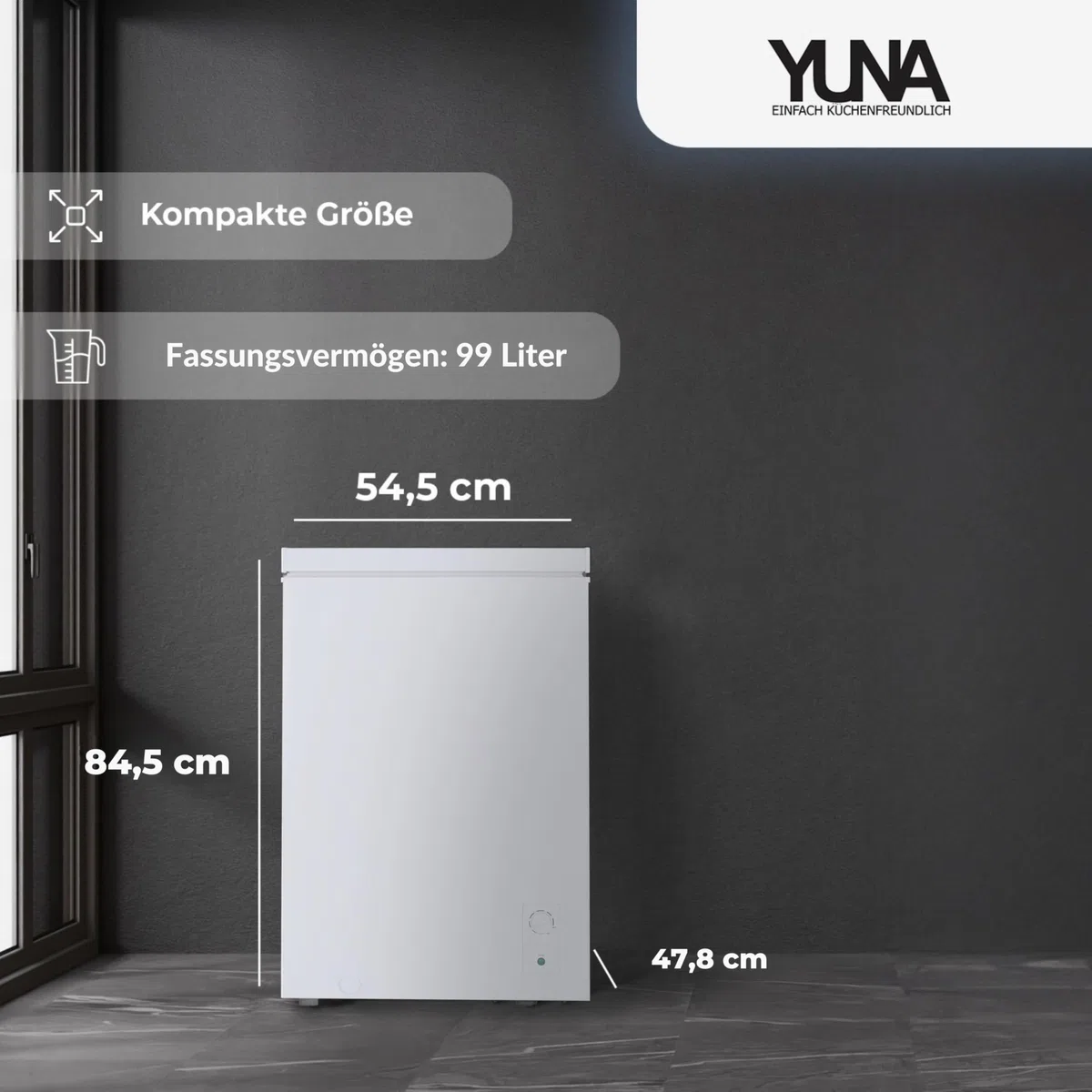 YUNA FROSTER 100 D silber 99 Liter Gefriertruhe Truhe Gefrierfach Gefrierschrank Schrank