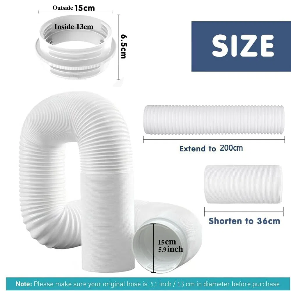 Abluftschlauch Klimagerät Verlängerung 2m, Schlauch für Klimagerät, Klimaanlage Abluftschlauch mit Adapter 130mm/150mm, Klimaanlage Verlängerungsschlauch, Klimaschlauch für Klimaanlage