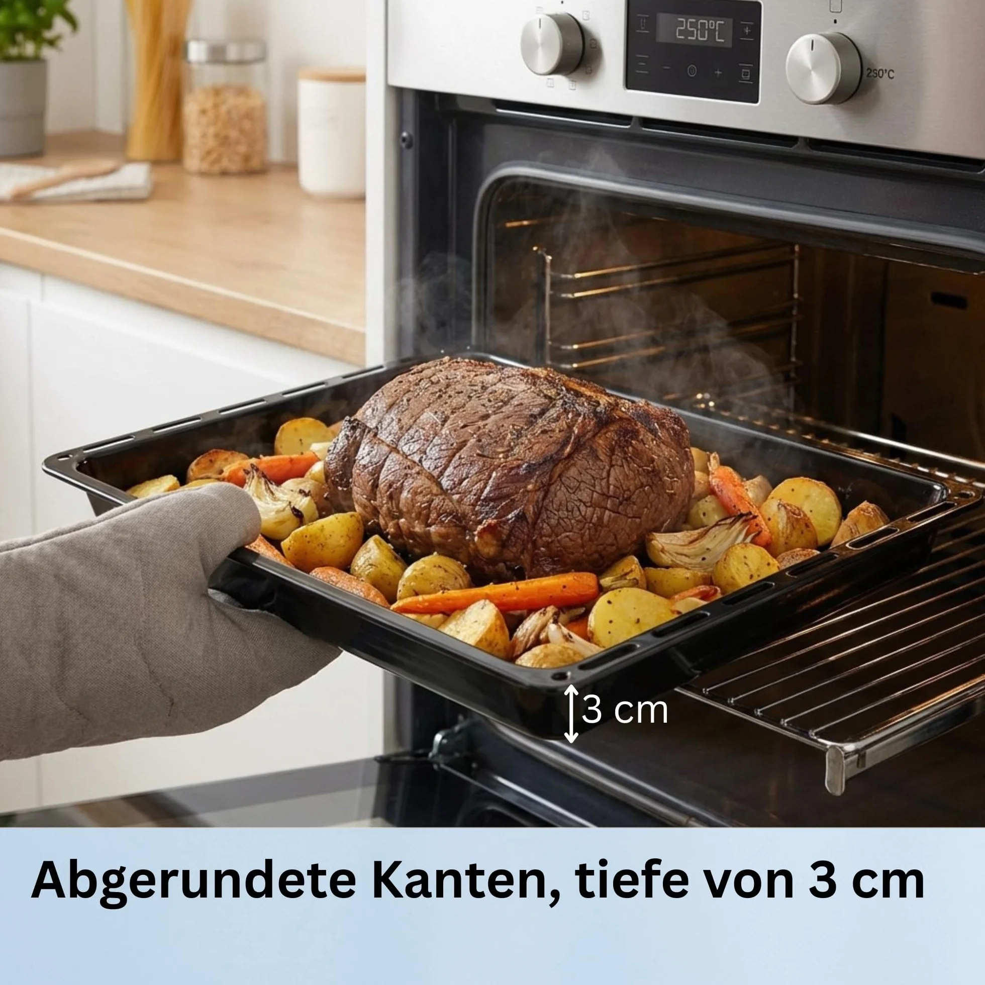 Backblech 422 x 370 x 30 mm, Emailliert Fettpfanne für Backofen und Herd, Passend für ELECTROLUX, AEG, IKEA, ZANUSSI, JUNO, ZOPPAS