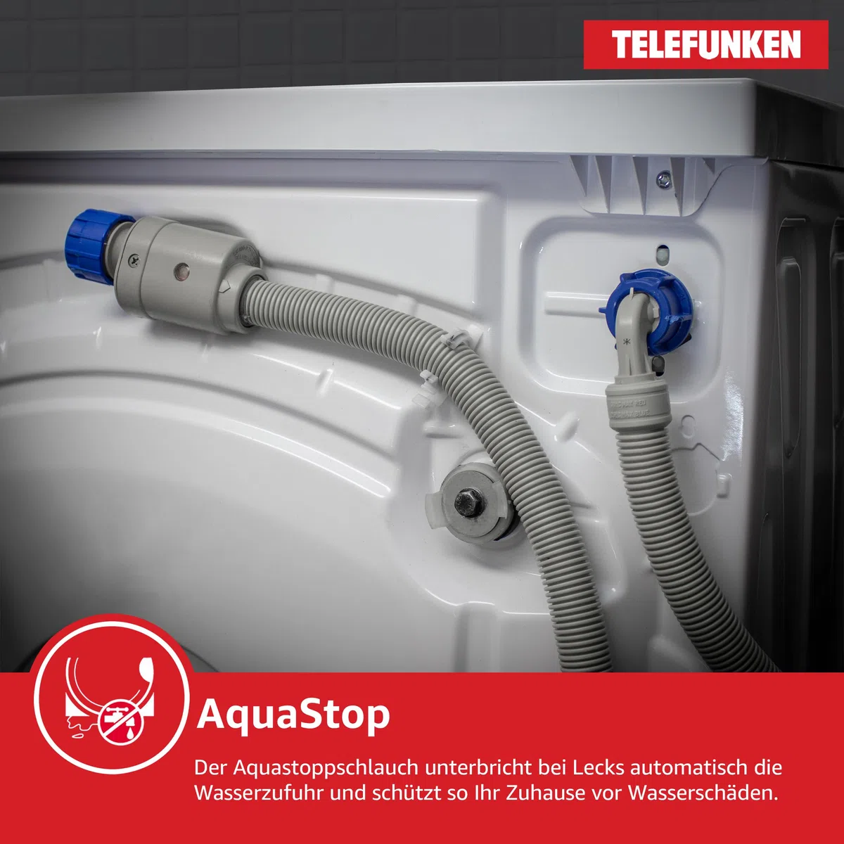 Telefunken Waschtrockner, 9 kg Waschen / 6 kg Trocknen, Waschmaschine mit Trockner integriert, 1400 U/Min, Frontlader Waschtrockner Kombi, Inverter Motor, AquaStop, Energiesparend, Weiß, WT96ADW