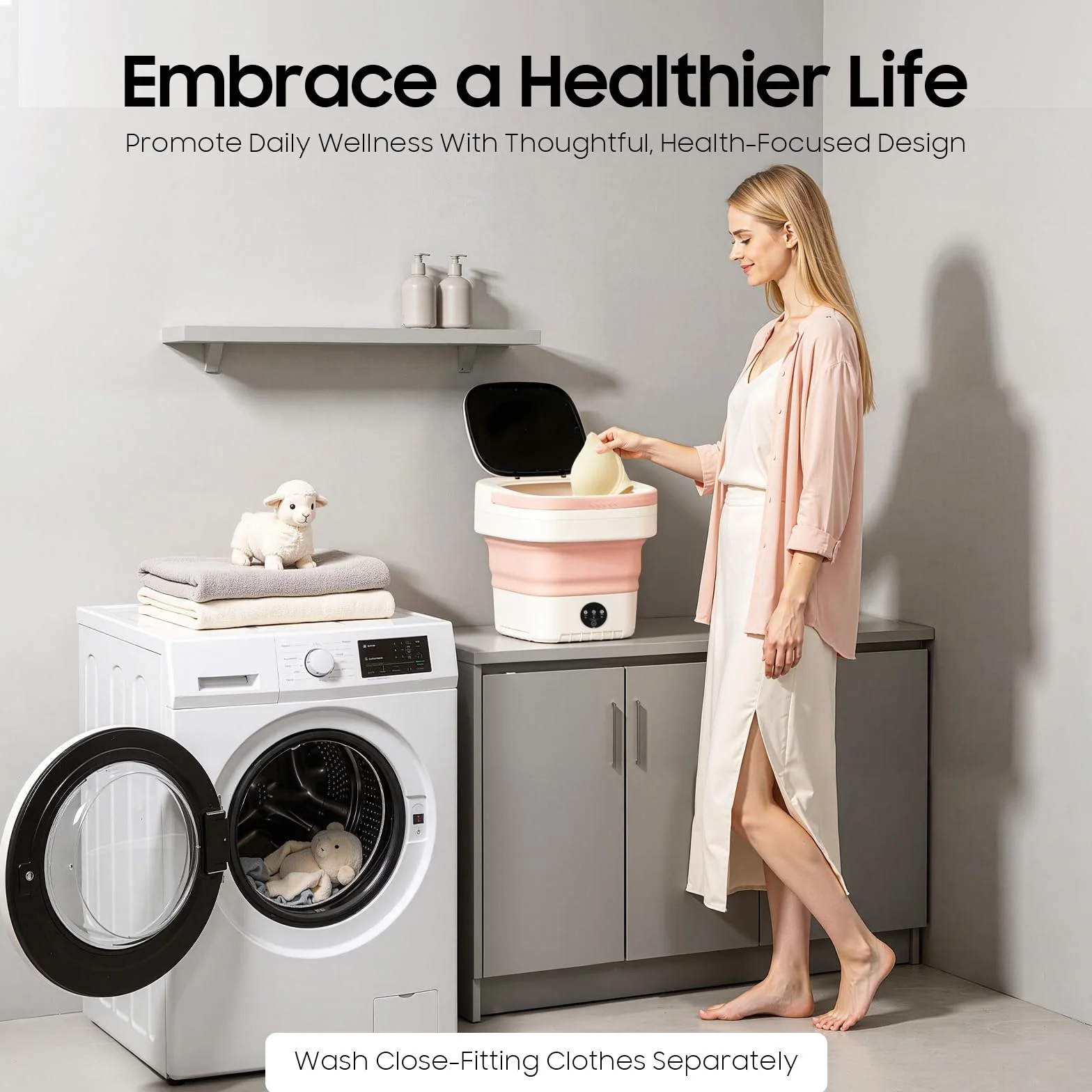 Mini Waschmaschine 12L - Faltbare Reisewaschmaschine - Campingwaschmaschine mit Schleuderfunktion - Portable Washing Machine für Wohnungen, Wohnmobile, Hotels, Reisen und Camping