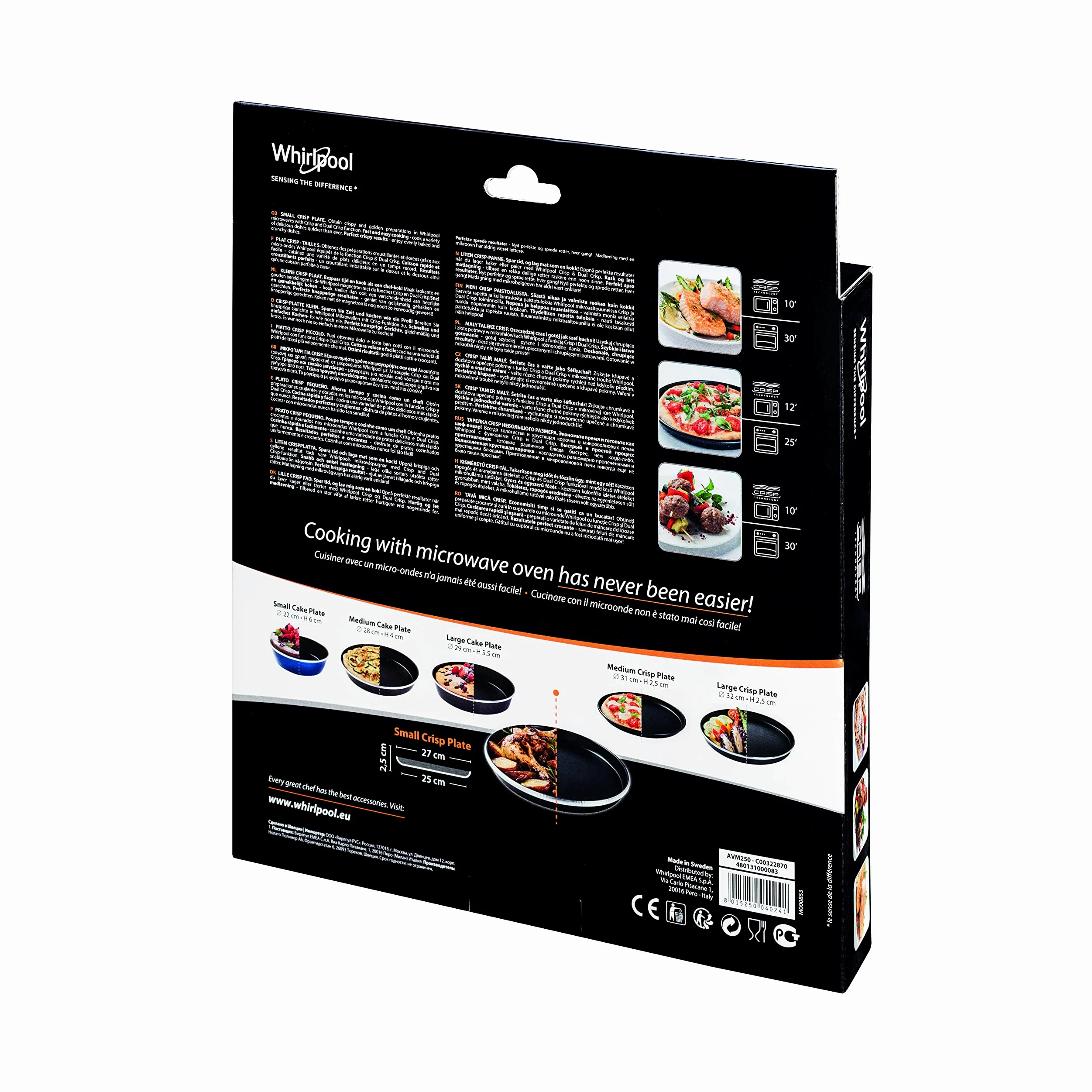 Whirlpool AVM250 - Mikrowellenzubehör/ Crisp-Platte klein (Ø25cm) für die Mikrowelle/ Passend auch für Bauknecht Mikrowellen, Schwarz