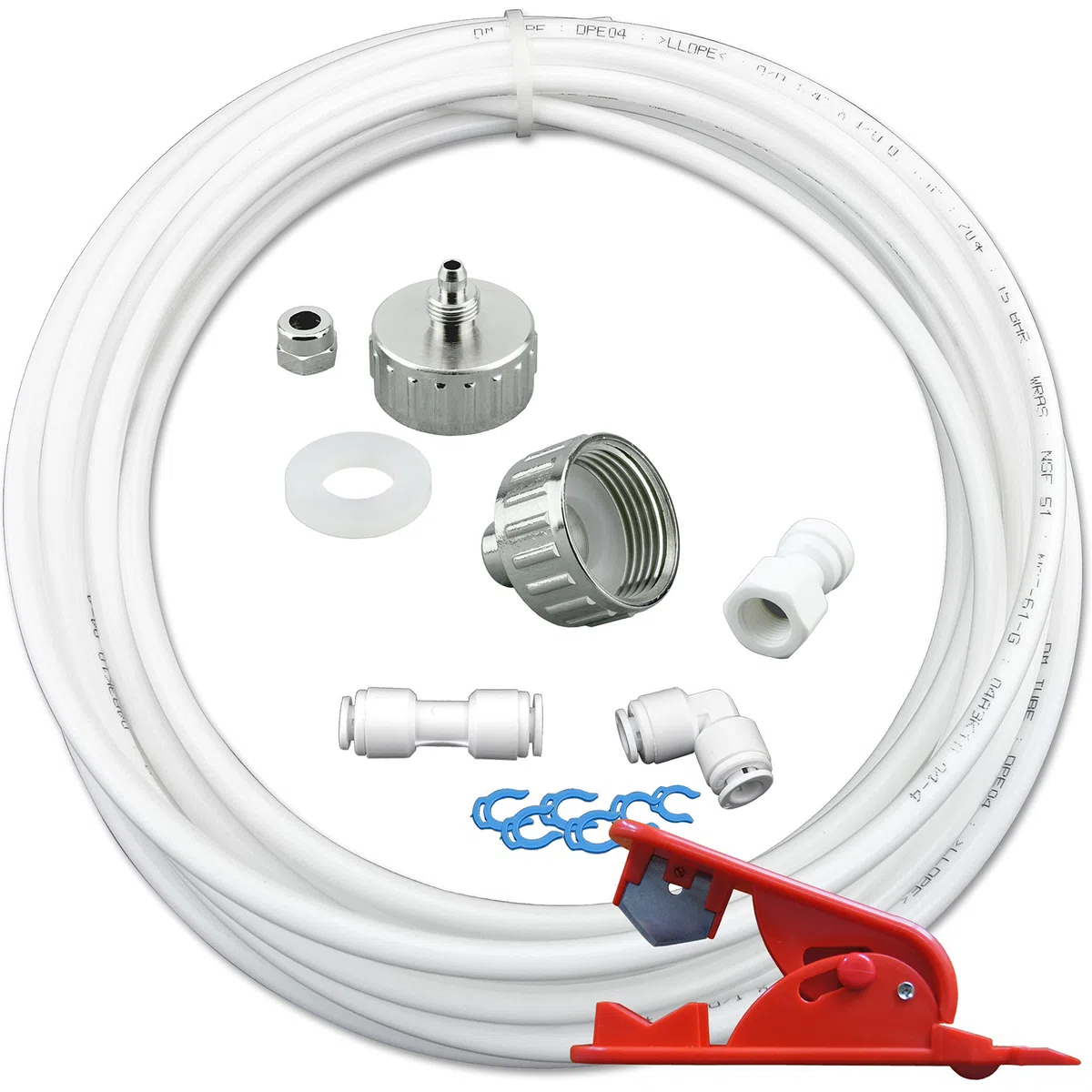 Wasserzulaufleitung universal Anschluss-Set für Kühlschrank Side by Side und Wasserfilter mit 6,35mm(1/4 Zoll) Schlauch