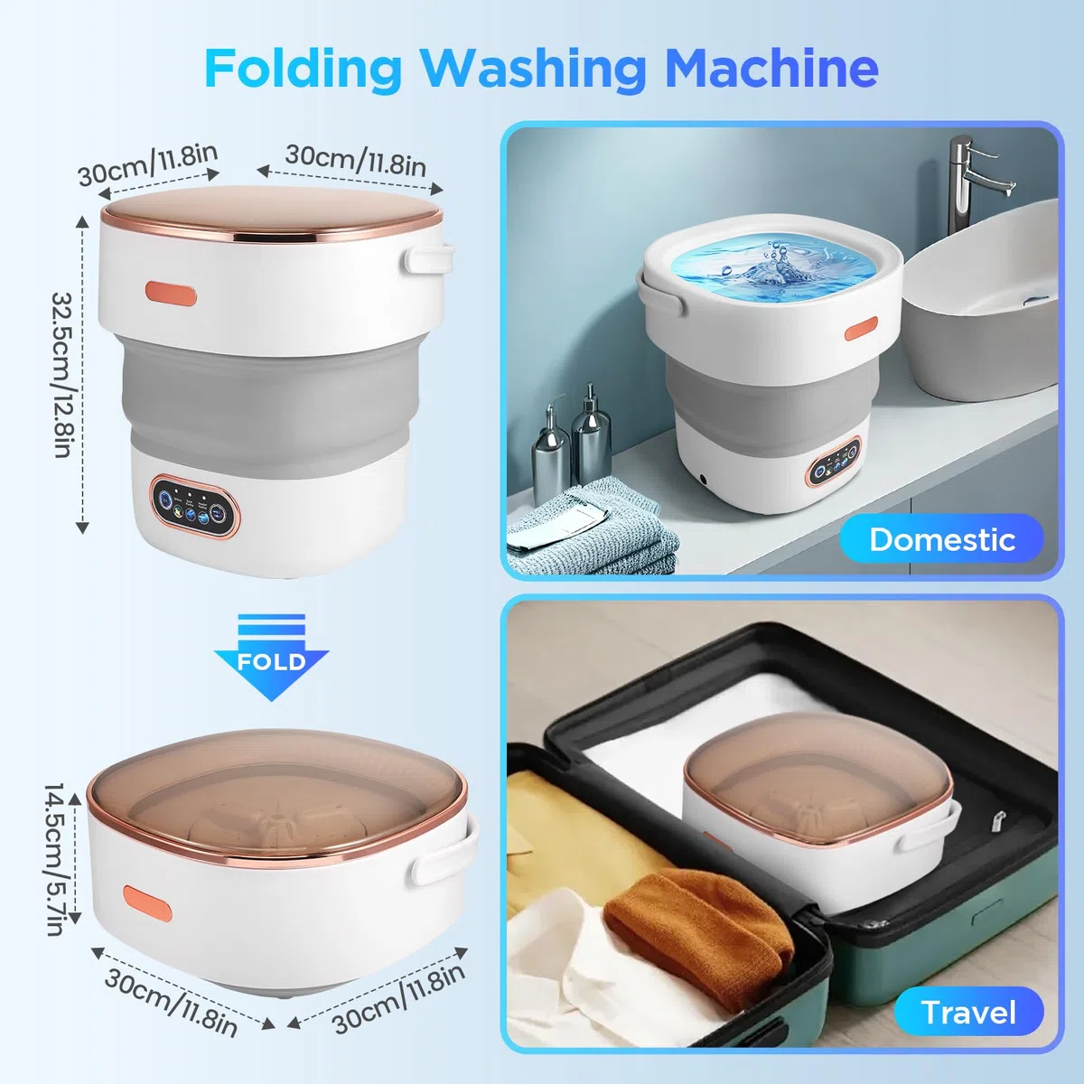 Mini Waschmaschine 13L,Portable Washing Machine Mit Schleuder,Reisewaschmaschine Mit 3 Modi,Mobile Waschmaschine,Campingwaschmaschine Für Unterwäsche Babykleidung