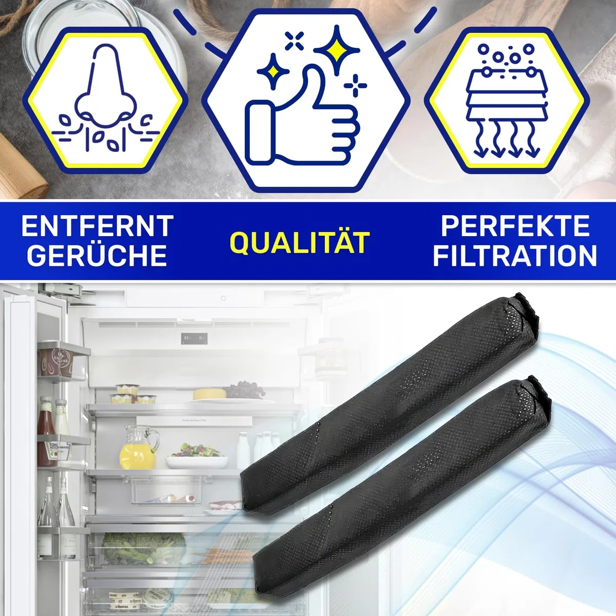 Miele Kühlschrank-Aktivkohlefilter, Originalcode 07236280, 7236280, 2 Stück MONTERAL