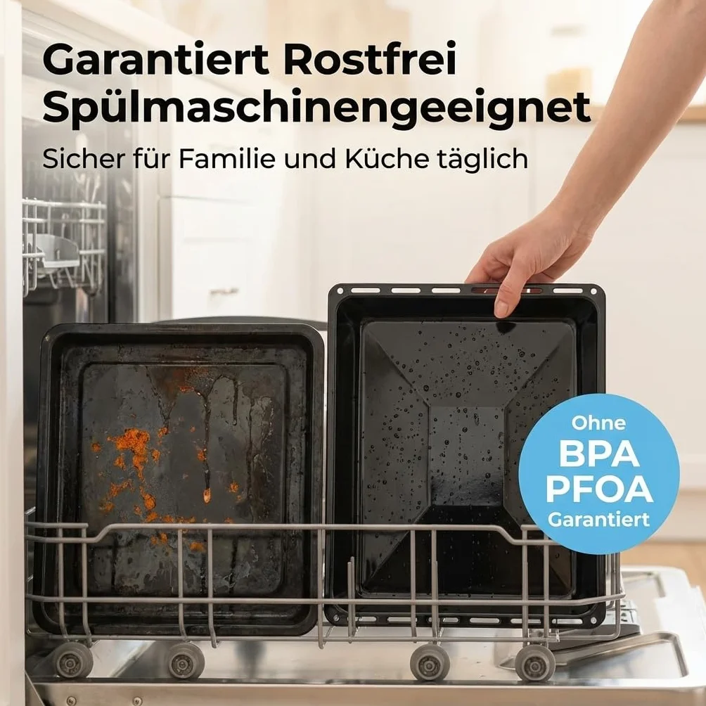 Backblech 422 x 370 x 30 mm, Emailliert Fettpfanne für Backofen und Herd, Passend für ELECTROLUX, AEG, IKEA, ZANUSSI, JUNO, ZOPPAS