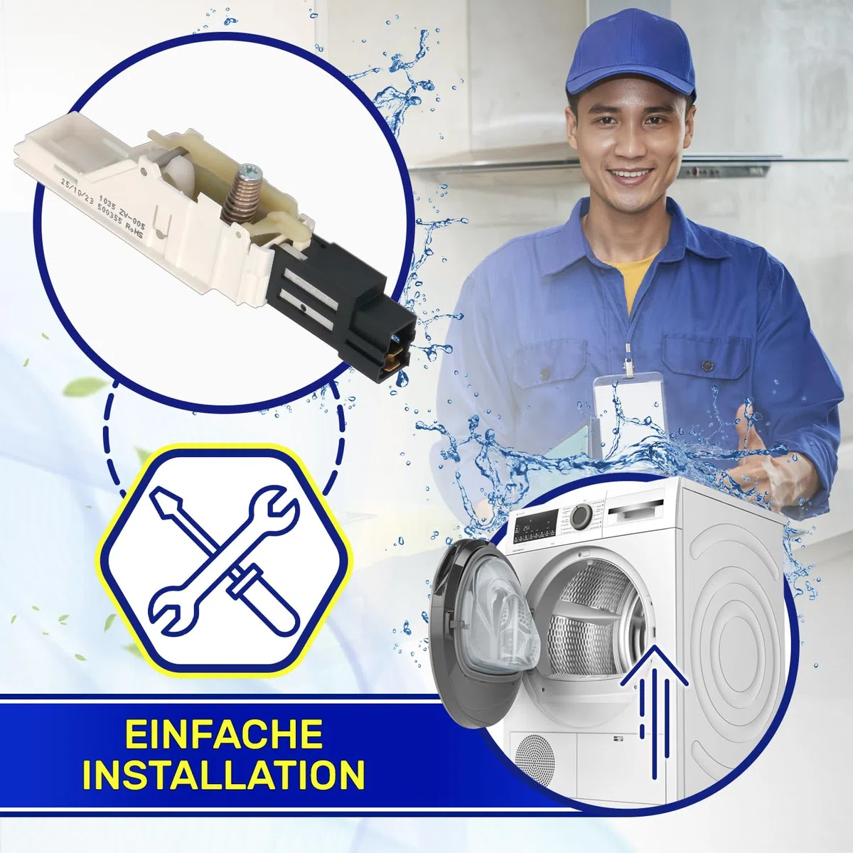 Verzögerungsschalter für Trockner ZV-005 mit dem Originalcode 500355 für Gorenje für Panasonic Wäschetrockner - Garantie 10 Jahre - MONTERAL