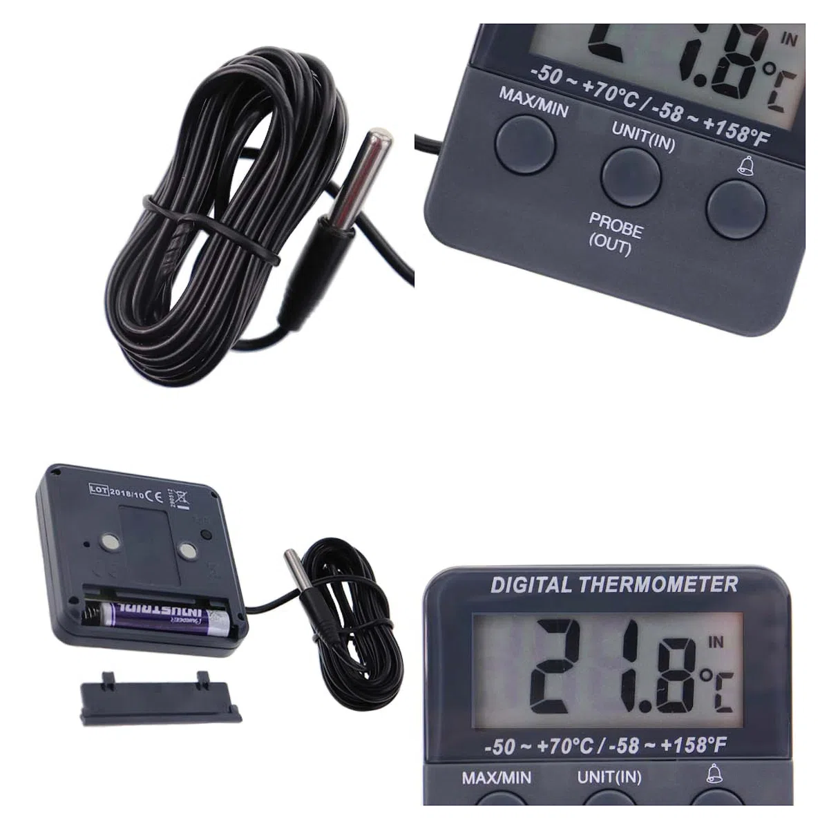 Kalibriertes Digital-Kühl-/Gefrierschrank-Thermometer mit nachverfolgbarem 2-Punkte-Kalibrierungszertifikat