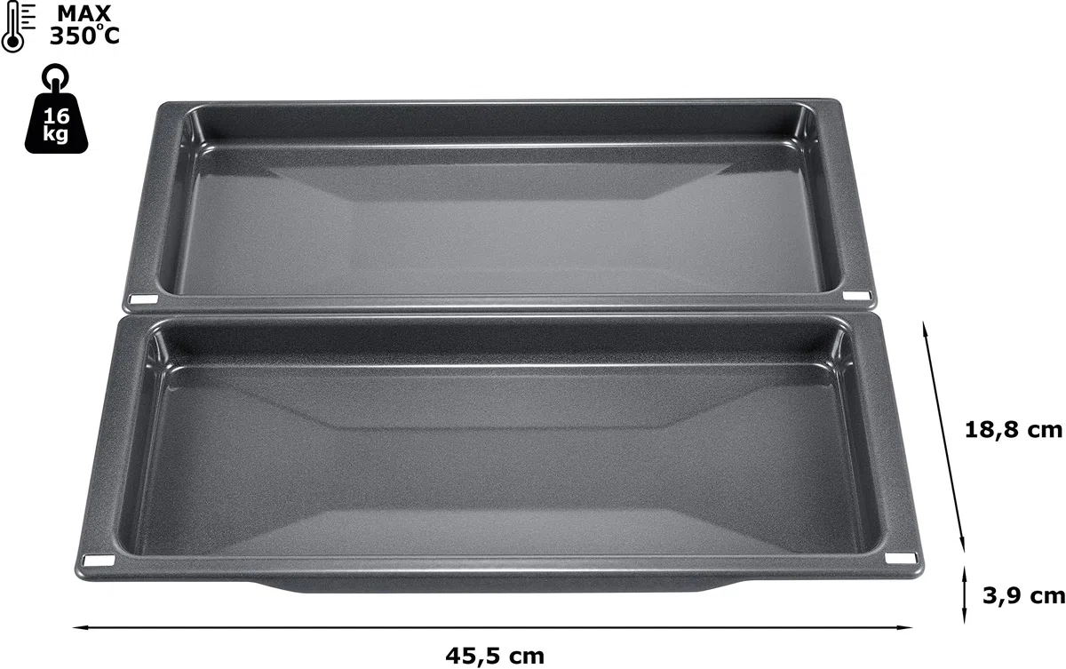 NEFF Z1650BE0 schmale Universalpfanne, 39 x 455 x 188 mm, Made in Germany, spülmaschinengeeignet, Stahl emailliert