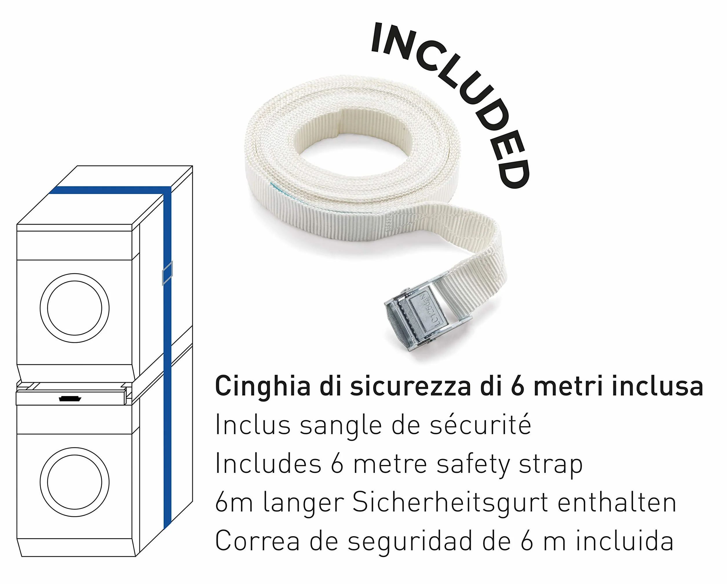 Meliconi Base Torre PRO Universal-Set für Waschmaschinen und Trockner mit ausziehbarer Ablage und Sicherheitsgurt inklusive, Weiß