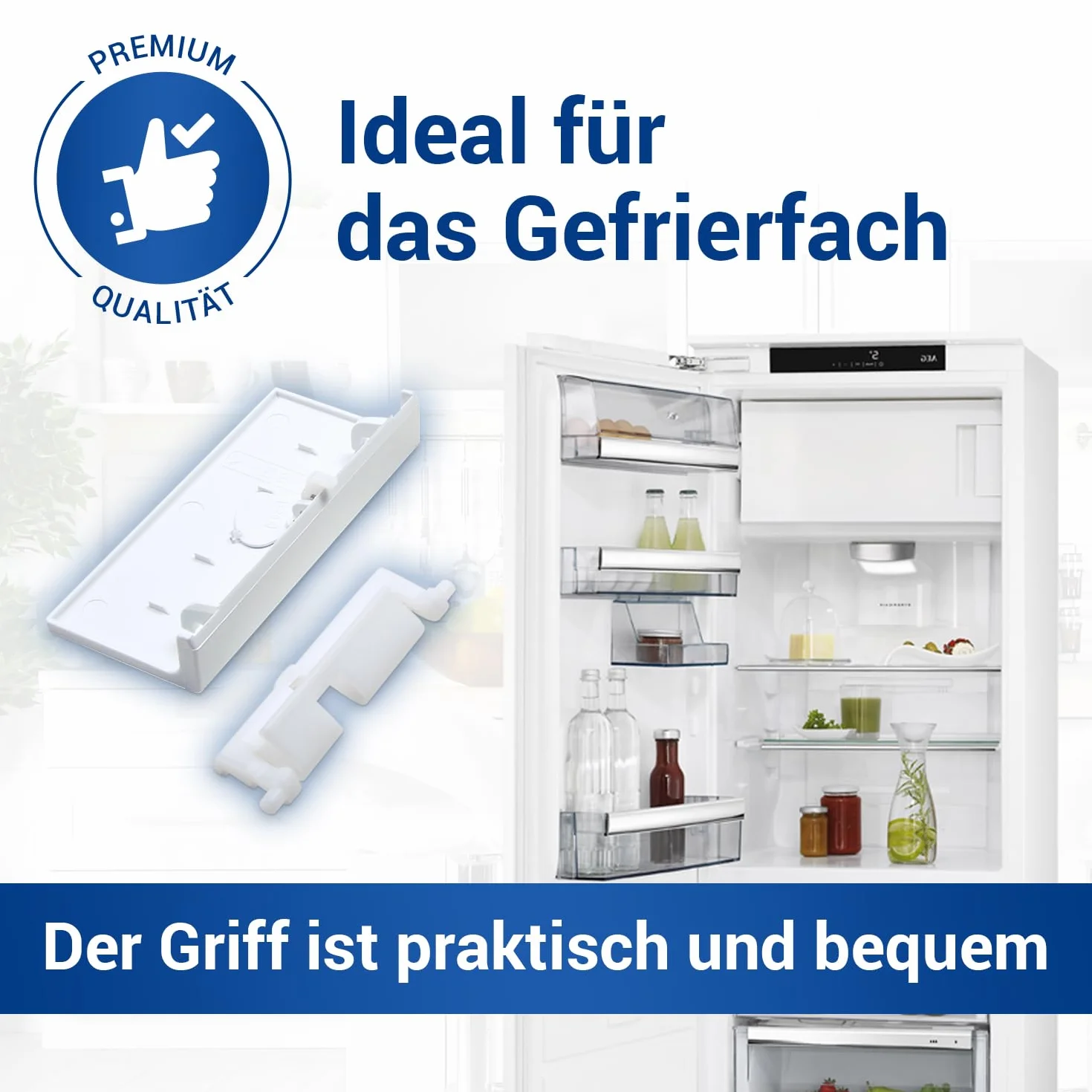VIOKS Kühlschrank Griff Ersatz für Bosch Siemens Türgriff Kühlschrank 00059129 - Kühlschrank Gefrierfach Klappe Griff mit Feder für Kühlschrank