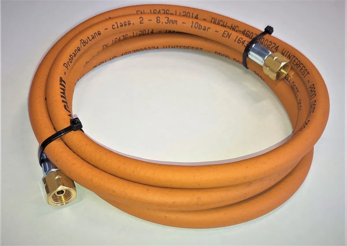 Propan Butan Gasschlauch 1500cm (15m) | 10 bar | Ø6.3mm | 1/4" - 1/4" Zoll LKS Anschluß mit Schnellkupplung | bis -30°C | Propangasschlauch | Gas Hose für Gasgrillgeräte