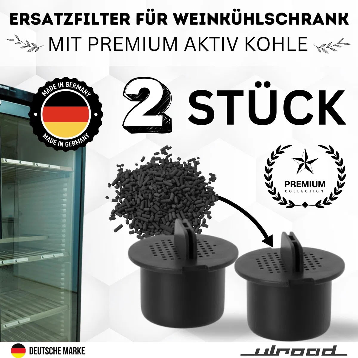 2 x Aktivkohlefilter Wein Filter kompatibel mit Liebherr 7433243 Weinkühlschrank Weinschrank Kühlschrank Miele 9447050 5466530 Bosch 00467217