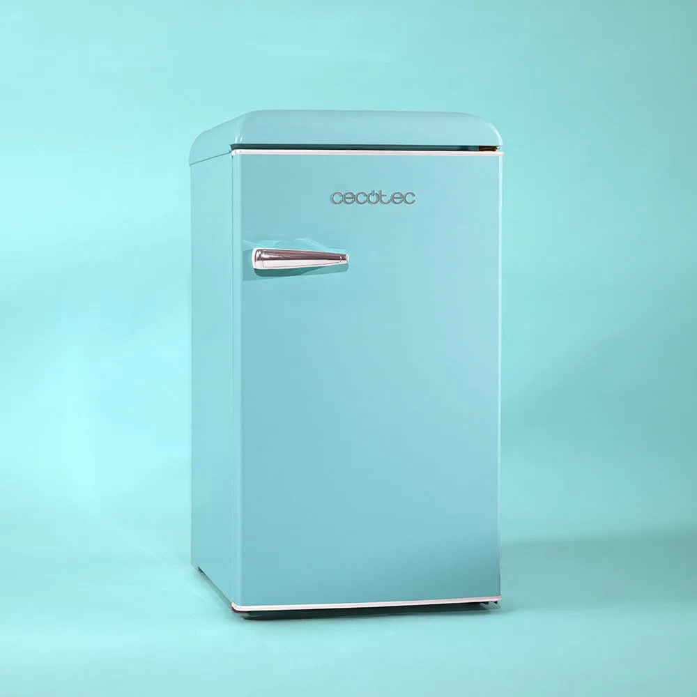 Cecotec Mini Retro-Kühlschrank Bolero Coolmarket TT Origin 103 Blau E. Mini Retro-Kühlschrank Blau, 89,3 cm hoch und 48,7 cm breit, 95 L Fassungsvermögen und Energieklasse E.