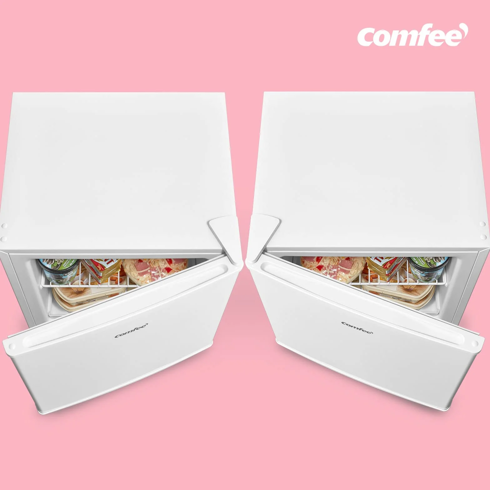 Comfee Freistehend, RCU40WH2(E) Mini Gefrierschrank/31L / 4-Sterne-Gefrierfach/Kompakte Größe/Reversibles Türscharnier/Verstellbare Standfüße / 147kWh/Jahr/Weiß